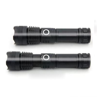 China Zoomable Led Logo 5 LED Light Custom Zoom P50 Rechargeable Tactical Flashlight With A Set Box And Batteries for sale