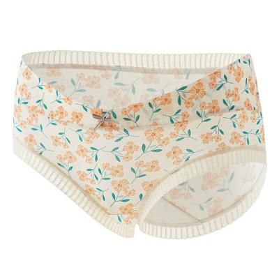 China Women's Antibacterial Fresh Floral Mid Waist Panties Women's Comfortable And Breathable Pure Cotton V-Shaped Maternity Panties Underwear for sale