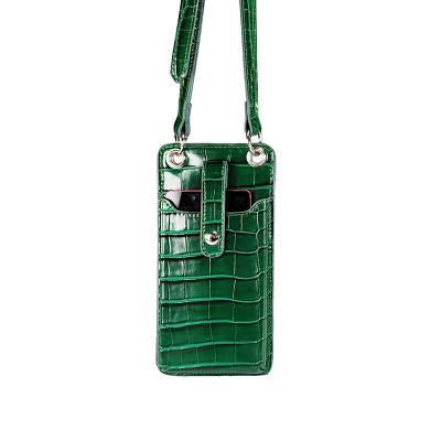 China Anti-fall Fashion Crocodile Leather Female Shoulder Cell Phone Wallet Cross - Body Bag for sale