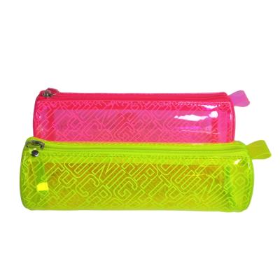 China Fluorescent Transparent Cosmetic Bag PVC Fluorescent Pencil Bag for sale