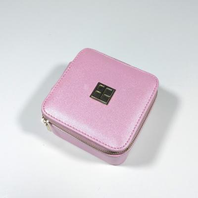 China Luxury Pink Leather Jewelry Packaging Gift Box PU Jewelry Box Ring Bracelet Leather Display Box for sale