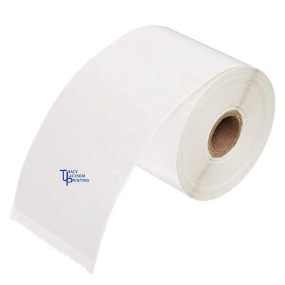 China Custom Logo White Paper Label Sticker Barcode White Label Roll Waterproof for sale