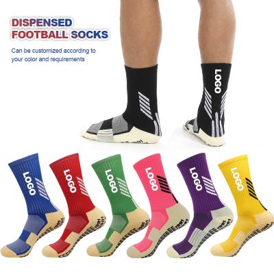 China Fashion Sports Antibacterial High Quality Men Anti Slip Tube Trampoline Knocks Soccer Football Sports Grab Socks For Men for sale