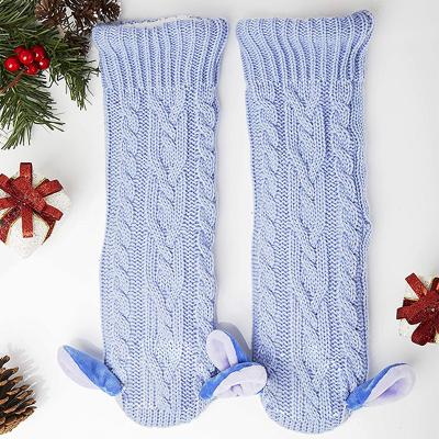 China Teenage Girls Antibacterial Gifts Fluffy Slipper Socks Dot Fleece Knitted Warm Fleece Striped Ladies Non Slip Slipper Socks With Handle for sale