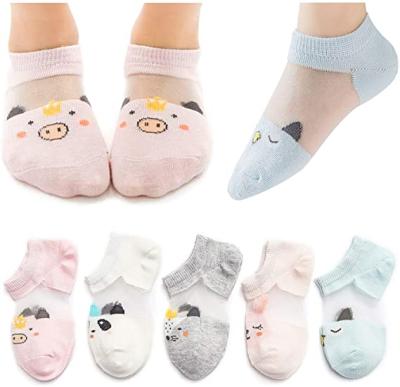 China Custom Breathable Wholesale Custom Babies Ankle Socks Animal Glass Crystal Silk Transparent for sale