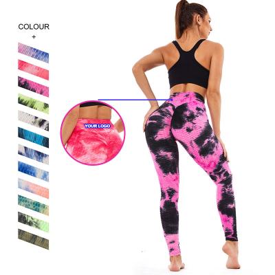 China Ink Jacquard Breathable Pants Tie Dye Bubble Pants Slim Fit Hip-lifting And Breathable Woman Butt Lift Yoga Pant Wholesale for sale