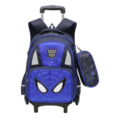 China Waterproof Children Backpack Clips Six Wheel Trolley School Bag Boy Oxford Cloth Backpacks for sale