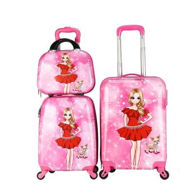 China 2020 Hot Selling Waterproof ABS Hard PC Printing Rose Kids Luggage Filter Animal 3 Pcs Set With Quiet Wheels for sale