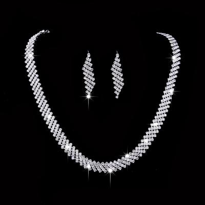 China Romantic Wedding Bridal Necklace Earrings Claw Zircon Chain Fashion Women Bridesmaid CRNA Jewelry Set for sale