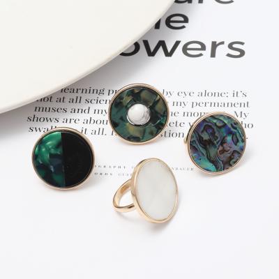 China BOHEMIA Round White And Gold Color Diameter 1.7cm Abalone Shell Paper Rings Fashion Inner Pendientes Rings Jewelry For Women for sale