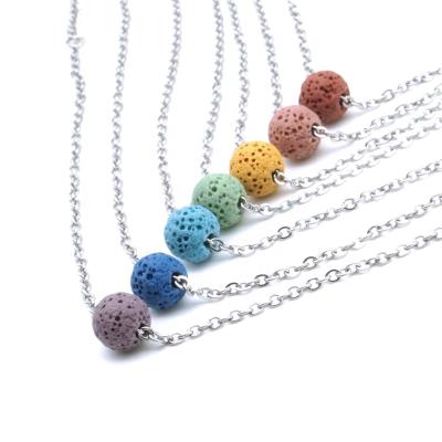 China Handmade Women Jewelry 8MM Lava Stone Beads DIY BOHEMIA Aromatherapy Essential Oil Chain Diffuser Stainless Steel for sale