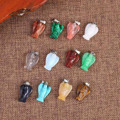 China BOHEMIA Angel Shape Style Dangling Stone Chakra Healing Charms Natural/Dyed DIY Jewelry Necklace Earrings for sale