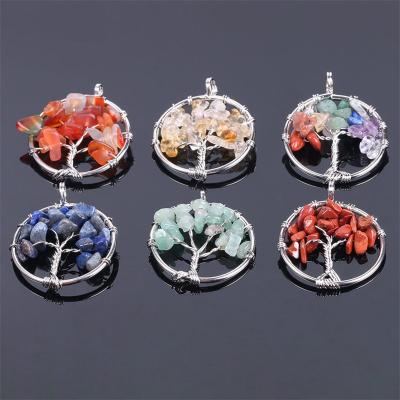 China Natural BOHEMIA Stone Beads Life Pendant Chakra Reiki Healing Wire Wrapped Crystal Tree Wholesale for sale