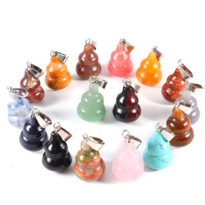 China Natural/Dyed BOHEMIA Stone Gourd Shape Stone Crystal Pendants For Jewelry Making Necklace Earrings Charms for sale