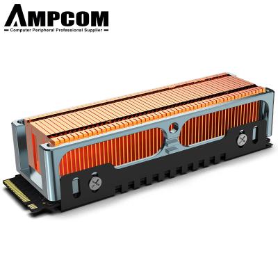 China For M2 2280 SSD Hard Disk AMPCOM M.2 2280 SSD High Performance Heatsink Copper Fins With Aluminum Frame Passive Heatsinks - Cool Fins 50pcs - 401 W/mk for sale