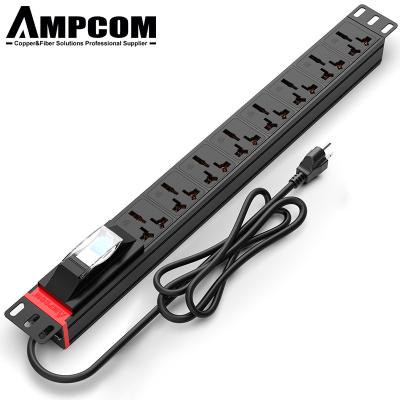 China Strip Unit Power Socket 19 PDU Power Supply AMPCOM Germany 8 Inch outlets16A For Rack 1U PDU For Computer Room Power Supply for sale