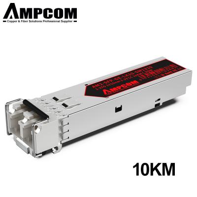 China SPLIT ROOM AMPCOM SFP Transceiver Single Mode Duplex Optical Fiber Core 10G 1310nm 3.3V LC 10KM CDDM Modulator for sale