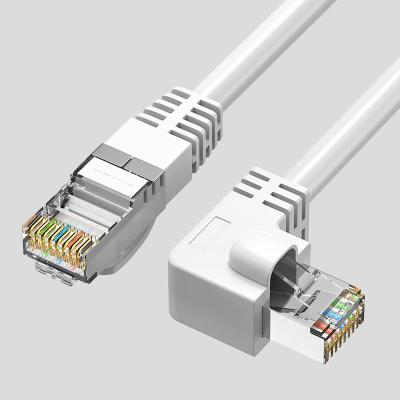 China Computer Networks Left Angle Network Cable 24 Speed ​​A.W.G. Copper Cord Cat6 Lan Cable 10Gbps 7*0.18mm for sale