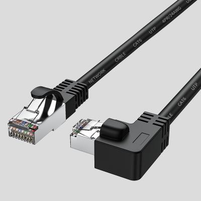 China Right Angle Computer Networks CAT6 Network Cable 24AWG Shielded 10Gbps Data Rate For Ethernet Connection for sale