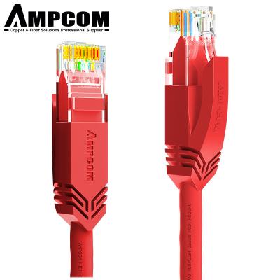 China Computer Networks AMPCOM CAT6A 7*0.2mm Red Color 24AWG Networking Cable UTP Wire For Networking Server Room Computer Internet Connection 0.5-100M for sale