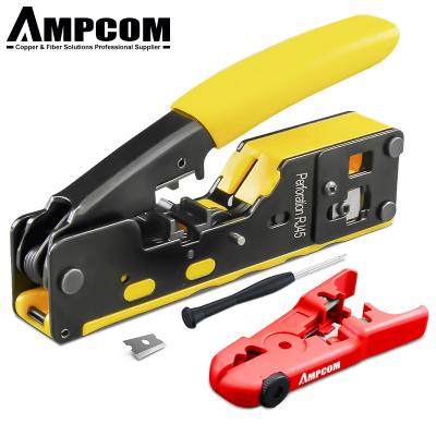 China Cable Crimper AMPCOM Network Cable Crimpers Hardware RJ45/11/12 Wiring Tool For Punched Crystal Head for sale