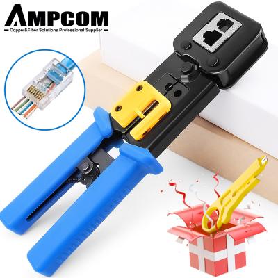 China Cable Crimper AMPCOM Network Cable Crimpers Hardware RJ45/11/12 Wiring Tool For Punched Crystal Head for sale