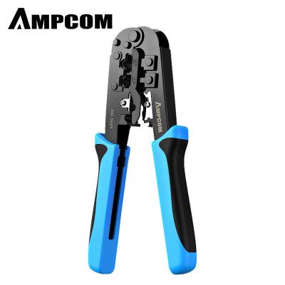 China RJ45 Cable Crimper AMPCOM Cable Crimper Stripper Functional Cutter Tool for RJ45 RJ11 8P 6P 4P Cord for Ethernet Cable Installation for sale