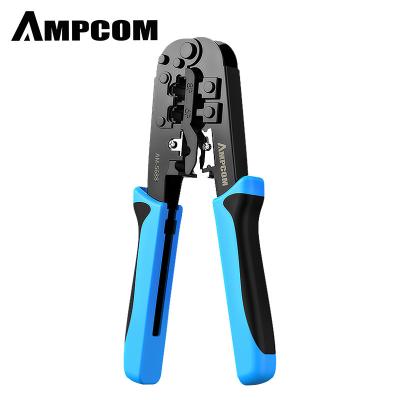 China RJ45 Cable Crimper AMPCOM Cable Crimper Stripper Functional Cutter Tool for RJ45 RJ11 8P 6P 4P Cord for Ethernet Cable Installation for sale