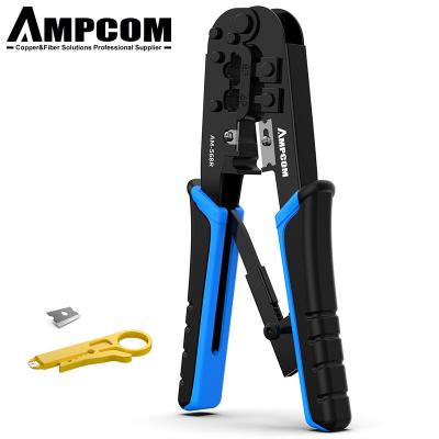 China Multifunctional Cable Crimper AMPCOM Crimpling Pliers RJ45/RJ11/RJ12 Cable for Cable Stripper for DIY Home Wiring for sale