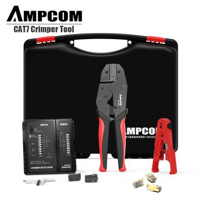 China AMPCOM RJ45 Network Tool Kit Professional RJ45 Cat7 Connectors Crimper 10PCS Cat7 Connectors Network Cable Stripping Tool for sale