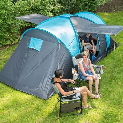 China Manual Tent 2 Cabins Tunnel 5-8 Person Double Layer Use High Quality Waterproof Windproof Family Camping Tent for sale