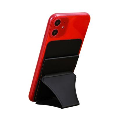 China Magnetic Stick Card Holder Stand Cell Phone Holder Stick Card Holder For Xr Case With Card Slot Phone Holder PU Leather Stand For Phone 12/12pro for sale