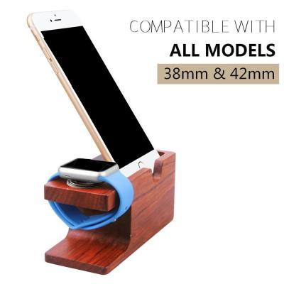 China Eco-friendly Bamboo Phone Holder Stand Charger Dock Charging Station For iPhone / Apple Watch for sale