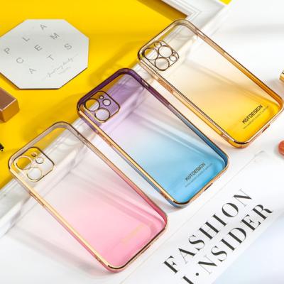 China New Design Transparent Hard Shockproof Bumper Case For iPhone Gradient Phone Case Clear Case for sale