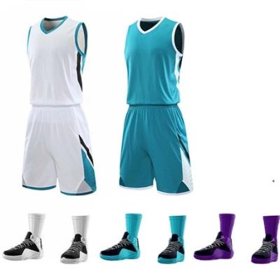 China Best Antibacterial Basketball Uniform Sets Antibacterial Men's Basketball Quick Dry Breathable Tank Top And Shorts Sets for sale