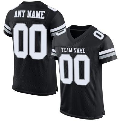 China Breathable Custom Any Name Any Number Authentic White Black Mesh Stitched Embroidery Soccer Jersey For Mens Kids for sale