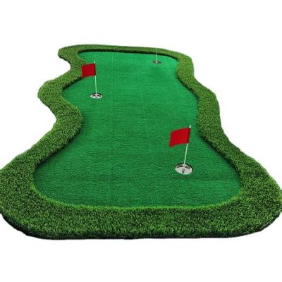 China Artificial Grass + Base Elastic Extra Long Rubber Kidney Shaped Synthetic Foam Top Outdoor Grass Golf Putting Mat Synthetic for sale