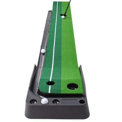 China 3M Black Plastic Frame Artificial Grass + ABS Frame Golf Indoor Putting Green Mat With Ball Return for sale