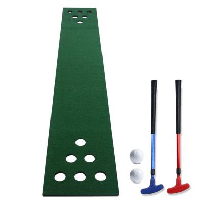 China Polyester surface with non-slip base & Foam Base 12 Holes Outdoor And Indoor Beerpong Golf Putting Game Putting Mat With Golf Putter , Golf Ball for sale