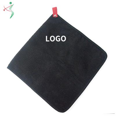 China Clean Golf Balls Golf Clubs Double Layer Folded Custom Embroidery Logo Golf Towel Cotton With Grommet And Hook for sale