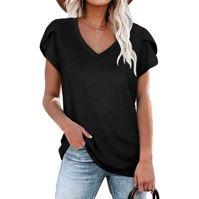 China 2021 new arrivals Anti-wrinkle women's clothing short sleeve V-neck T-shirt women's clothing T-shirt zu verkaufen