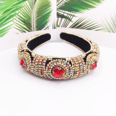 China European and American style high quality shiny baroque luxury colorful faux stone thickened headband for sale