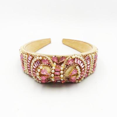 China Retro Fashion Hair Band Women's Hair Accessories Baroque Rhinestone Inlaid Crystal Wide Edge Hair Circle for sale