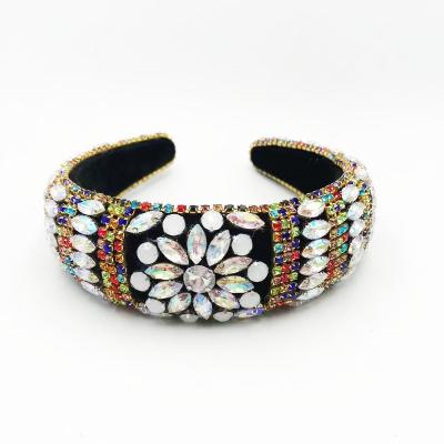 China Fashionable baroque color Diamond Headband Personalized Sponge Headband European and American style for sale