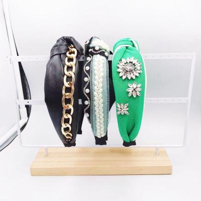 China New Fashion Style Rhinestone Starry Wide Brim Headband Super Exaggerated Color Cloth Personality Female Headwear for sale