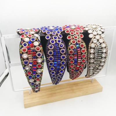 China European fashion and wild American baroque fashion inlaid color rhinestone headbands ladies prom travel gift luxury hair accessories for sale