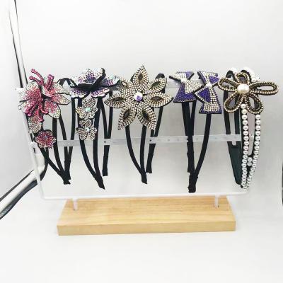 China Exquisite adult flower hairpin headband rhinestone headband fashion hair clip Korea single toothed non-slip pressure hairpin hairpin headdress for sale