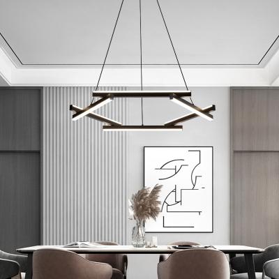 China Modern Nordic Large Hotel Lighting Fixtures Pendant Light For Kitchen Island Rectangle Living Room Hall LED Modern Chandelier for sale