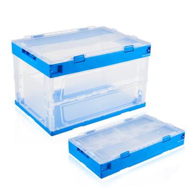 China Large Transparent Plastic Collapsible Folding Storage Cube Basket Bin for sale