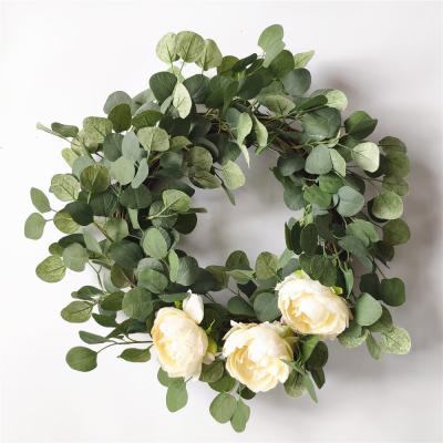 China Pure Handmade Decorative Artificial Flower Front Entrance Flower Wreath for sale